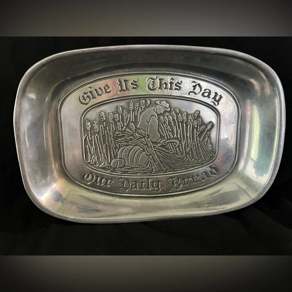 Vintage Pewter Bread Tray Silver 